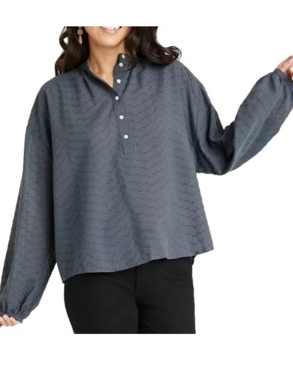 Universal Thread Charcoal Eyelet Tunic Top NWT Size XL